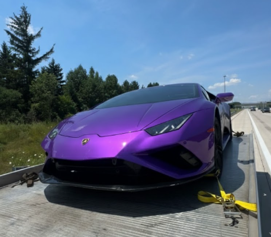 Purple Lamborghini Huracan Recovery